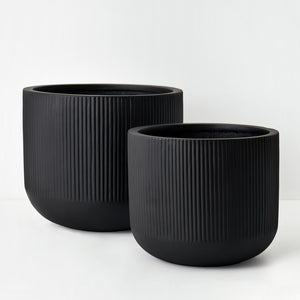 Black Linear Large Pots (Set of 2)