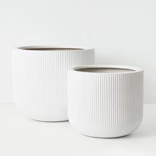Load image into Gallery viewer, White Linear Large Pots (Set of 2)
