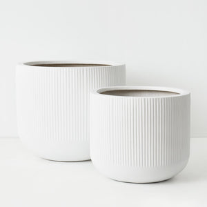 White Linear Large Pots (Set of 2)