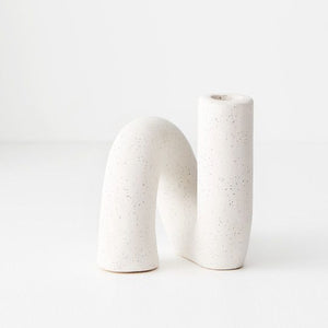 Malmo Ceramic Candle Holder - White