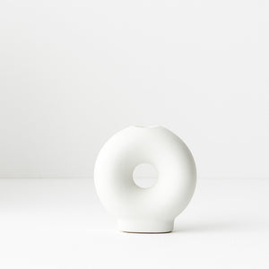 Circle Ceramic Candle Holder - White