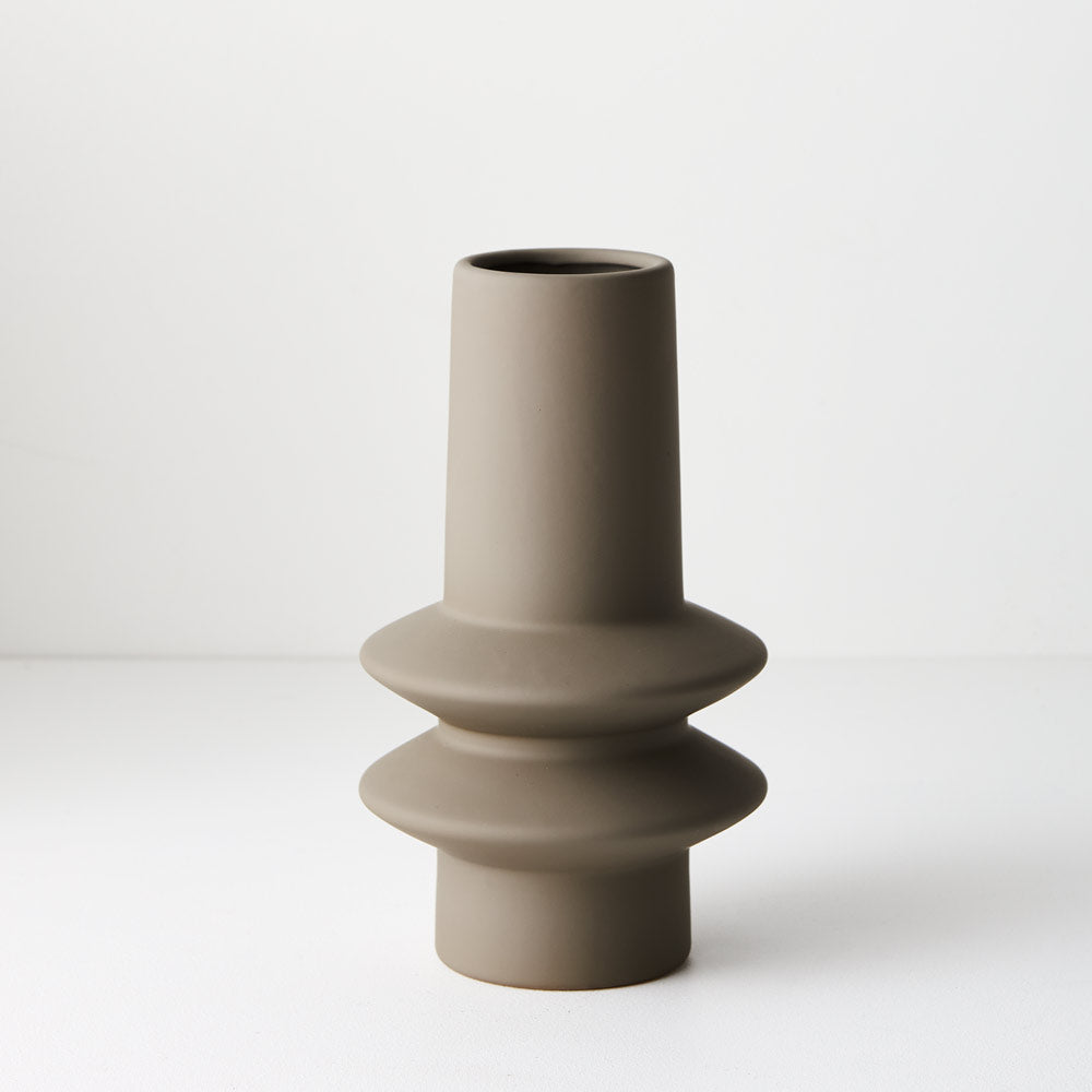 Stevie Ceramic Vase - Taupe Grey
